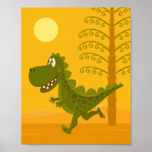 Póster Personalizado Dinosaurio Sol caliente Jurásico Woo