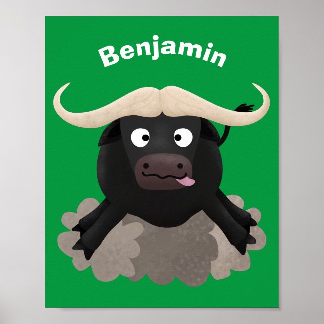 Póster Personalizado divertida de búfalo de agua corrient (Frente)
