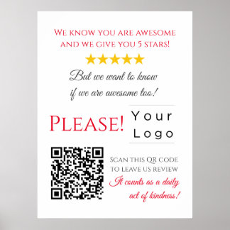 Póster Personalizado divertida QR Code Business Logo Revi