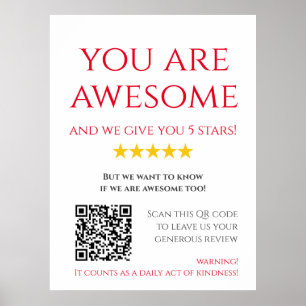 Póster Personalizado divertida QR Code Business Logo Revi