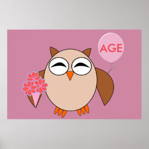 Póster Personalizado Edad Poster de la lechuza de cumplea