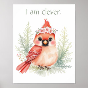 Póster Personalizado Elegante Cardenal rojo dulce Woodlan