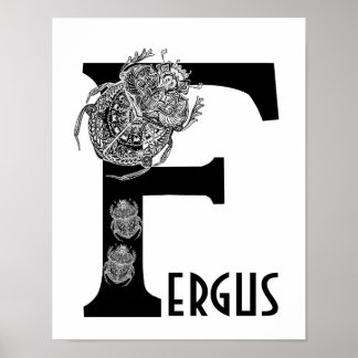 Póster Personalizado espiritual niño F Nombre Furgus Beat
