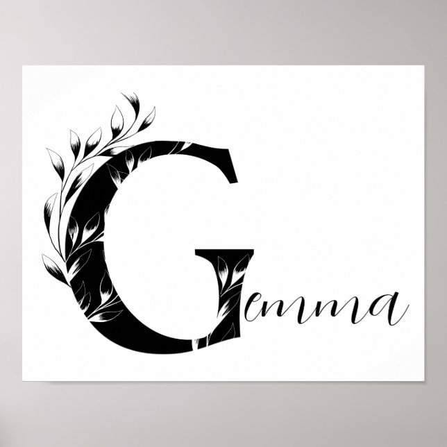 Póster Personalizado espiritual niño G Nombre Gemma Lotus (Frente)