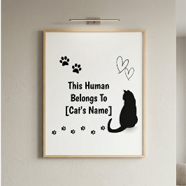 Póster Personalizado Este Humano Pertenece Al Gato