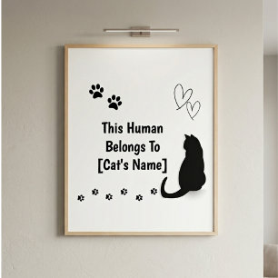 Póster Personalizado Este Humano Pertenece Al Gato