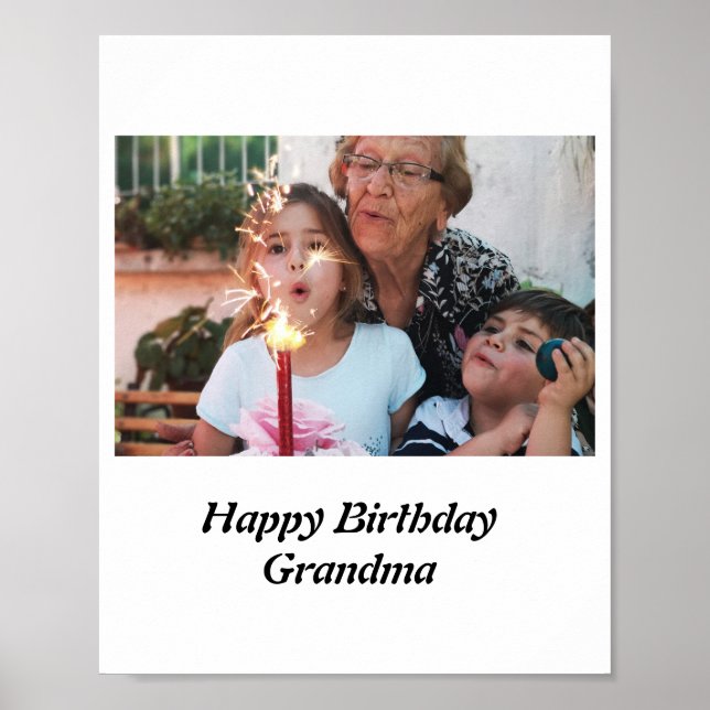 Póster Personalizado Feliz cumpleaños foto de la abuela (Frente)