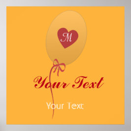 Póster Personalizado Fiesta de bebé con globo amarillo br