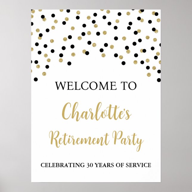 Póster Personalizado Fiesta de retiro de oro negro 18x24 (Frente)