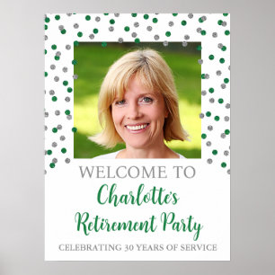 Póster Personalizado Fiesta de retiro verde plateado 18x2