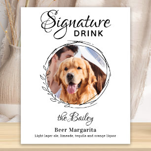 Póster Personalizado Firma Bebida Foto Mascota de bar Bod