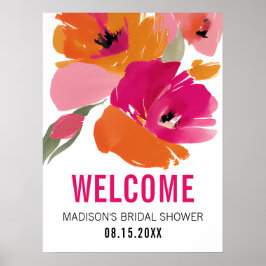 Póster Personalizado Floral Bienvenida Bridal Shower Rótu