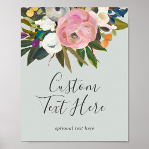 Póster Personalizado floral pintado Rótulo de texto