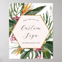 Personalizado floral tropical Rótulo de texto