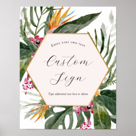 Póster Personalizado floral tropical Rótulo de texto