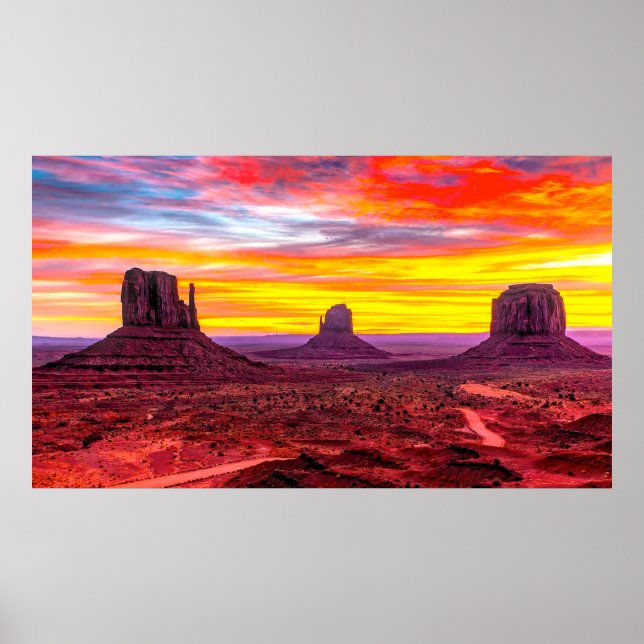 Póster Personalizado foto colorida puesta de sol Monument (Frente)
