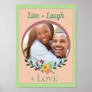 Póster Personalizado Foto Mint Floral Mint Verde y Rosa