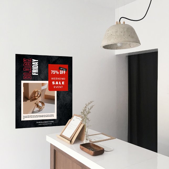 Póster Personalizado Foto Porcentaje De La Venta Del Vier (Custom Photo Percentage Off Black Friday Sale Poster)