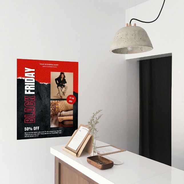 Póster Personalizado Foto Red Black Friday Promo (Custom Photo Red Black Friday Product Promo Poster)