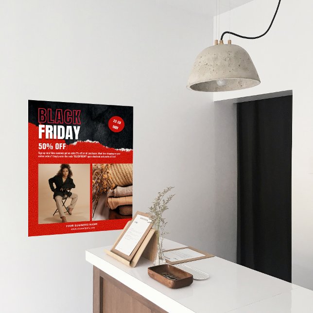 Póster Personalizado Foto Red Black Friday Promo (Custom Photo Red Black Friday Product Promo Poster)