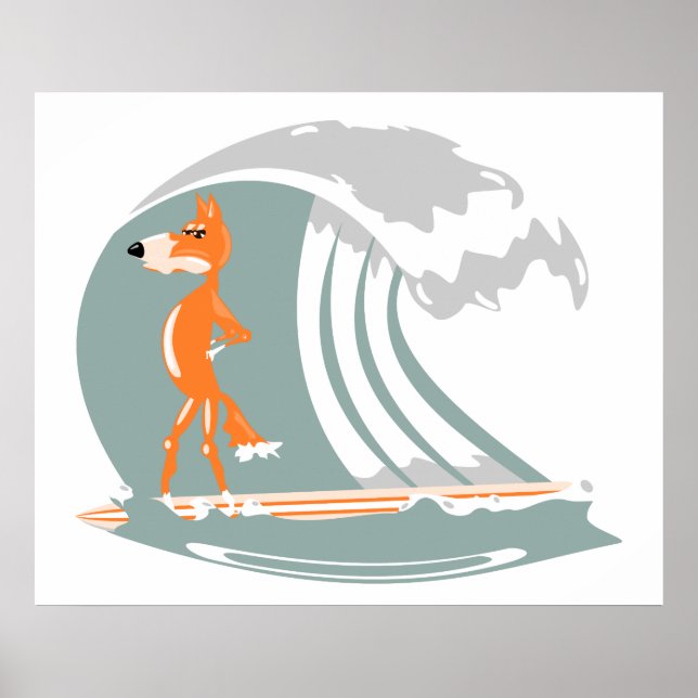 Póster Personalizado Fox en Surfboard (Frente)