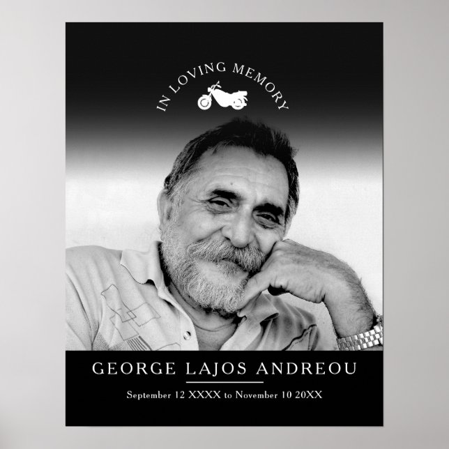 Póster Personalizado funerario de motocicleta fotográfica (Frente)