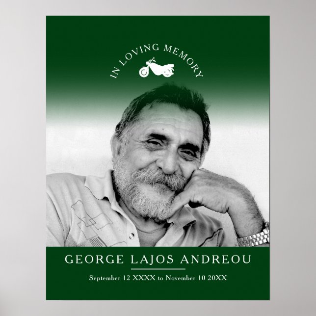 Póster Personalizado funerario de motocicleta fotográfica (Frente)