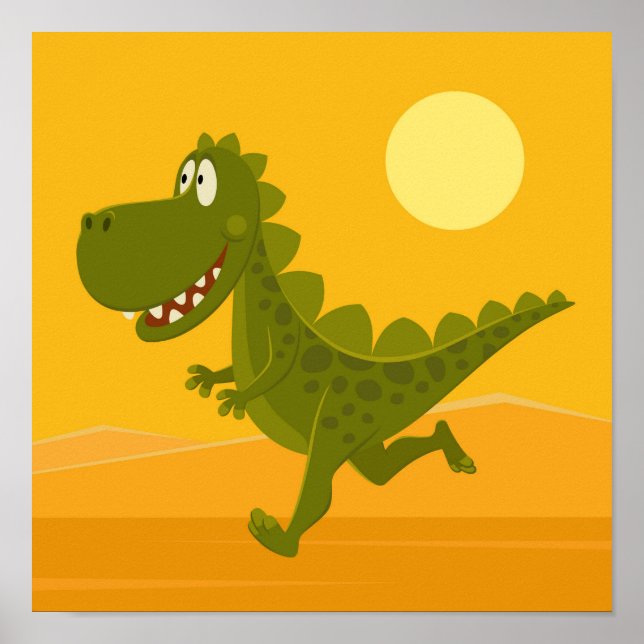 Póster Personalizado Funny Cute Dinosaur Jurassic (Frente)