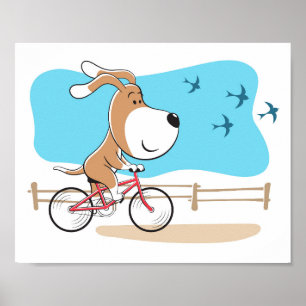 Póster Personalizado Funny Perro Cachorro Bicicleta Depor