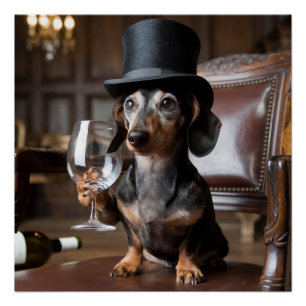 Póster Personalizado Gentleman Dog Portrait - Wine Lover