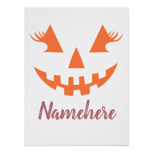 Póster Personalizado Girly Jack O Lantern Pumpkin Hallowe