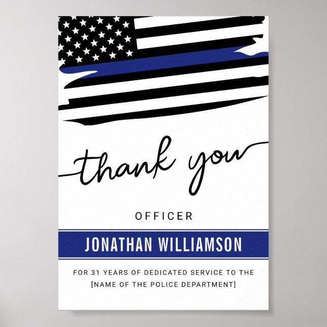 Póster Personalizado Gracias Oficial de Policía Regalo de (Frente)