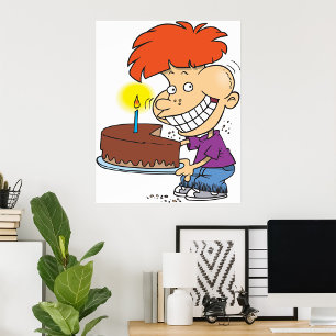 Póster Personalizado gracioso con pastel de cumpleaños de