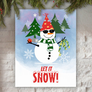 Póster Personalizado Gracioso Fiesta Snowman Árbol de Nav