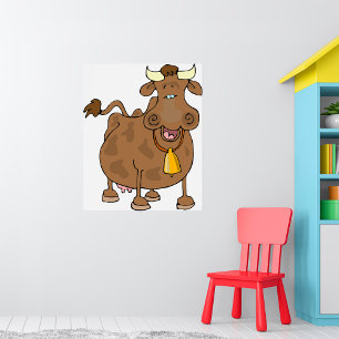 Póster Personalizado gracioso vaca marrón con animal gran
