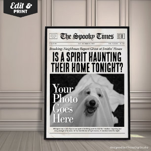 Póster Personalizado Halloween Periódico Wall Art Ghost S