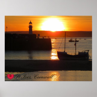 Póster Personalizado Heart St Ives Harbour Sun Cornwall P