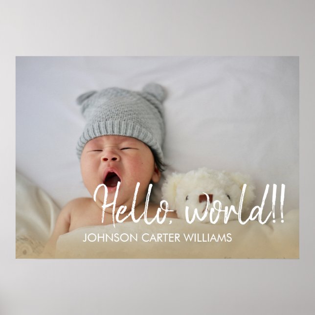 Póster Personalizado Hello World Script Baby Photo (Frente)