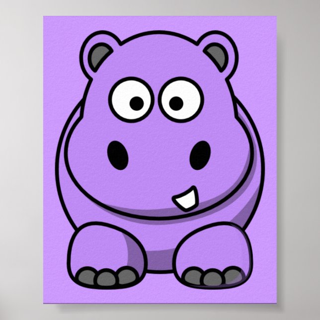 Póster personalizado-hipopo lindo adorable morado amigabl (Frente)