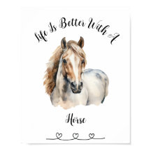 Personalizado Horse Watercolor Wall Art Poster