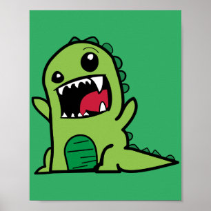 Póster personalizado humorista dino dinosaurio verde