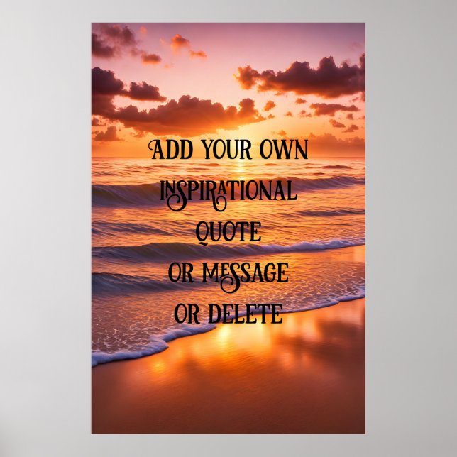 Póster Personalizado Inspirador Cita Ocean Sunset Poster (Frente)
