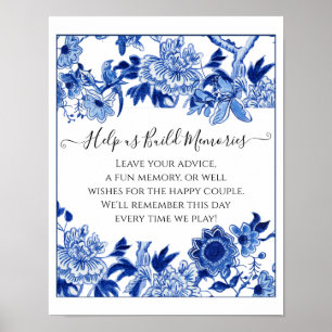 Póster Personalizado Jenga Bridal Shower Rótulo 10x12 Bla