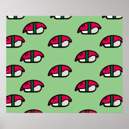 Póster Personalizado Kawaii Sushi, Poster de Arroz de Pes