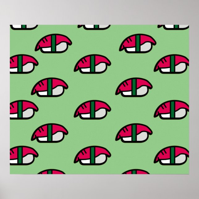 Póster Personalizado Kawaii Sushi, Poster de Arroz de Pes (Frente)