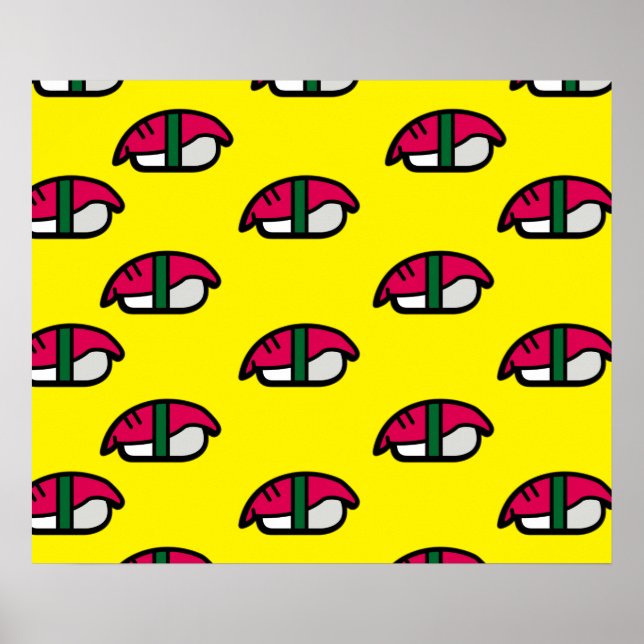 Póster Personalizado Kawaii Sushi, Poster de Arroz de Pes (Frente)