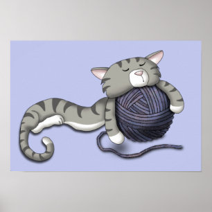 Póster Personalizado Kitty con bola de hilo