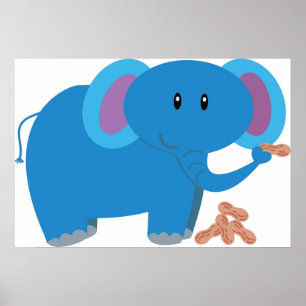 Póster Personalizado lindo bebé elefante con cacahuete