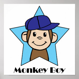 Póster Personalizado lindo Clip Art Happy Monkey en Star 