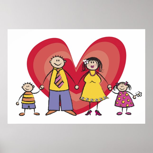Póster Personalizado lindo diversión feliz corazón de amo (Frente)